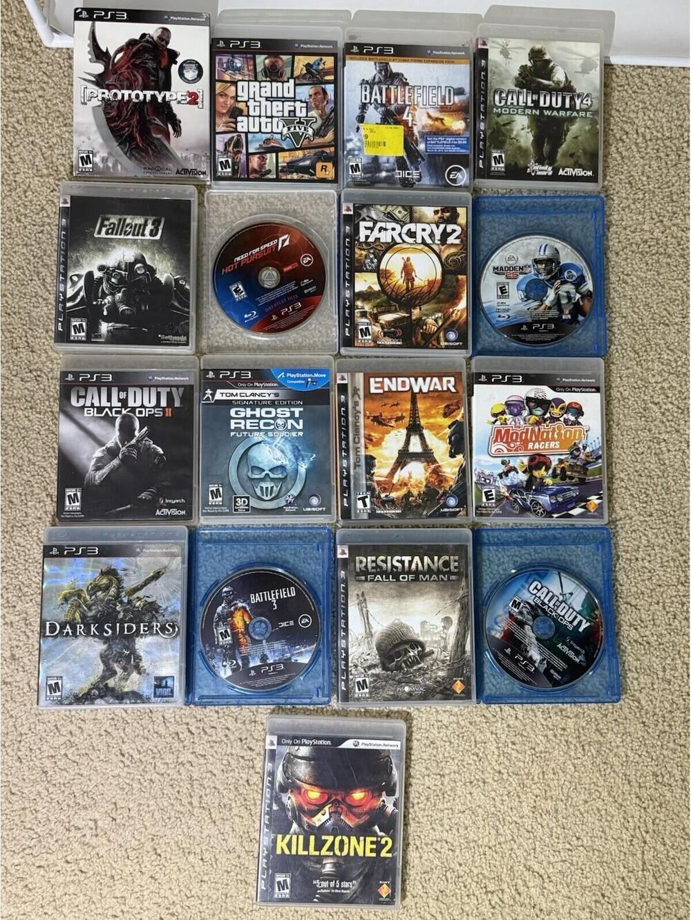 PS3 Game Lot 17 Games GTA V Black Ops II Fallout 3 Killzone 2 Prototype 2